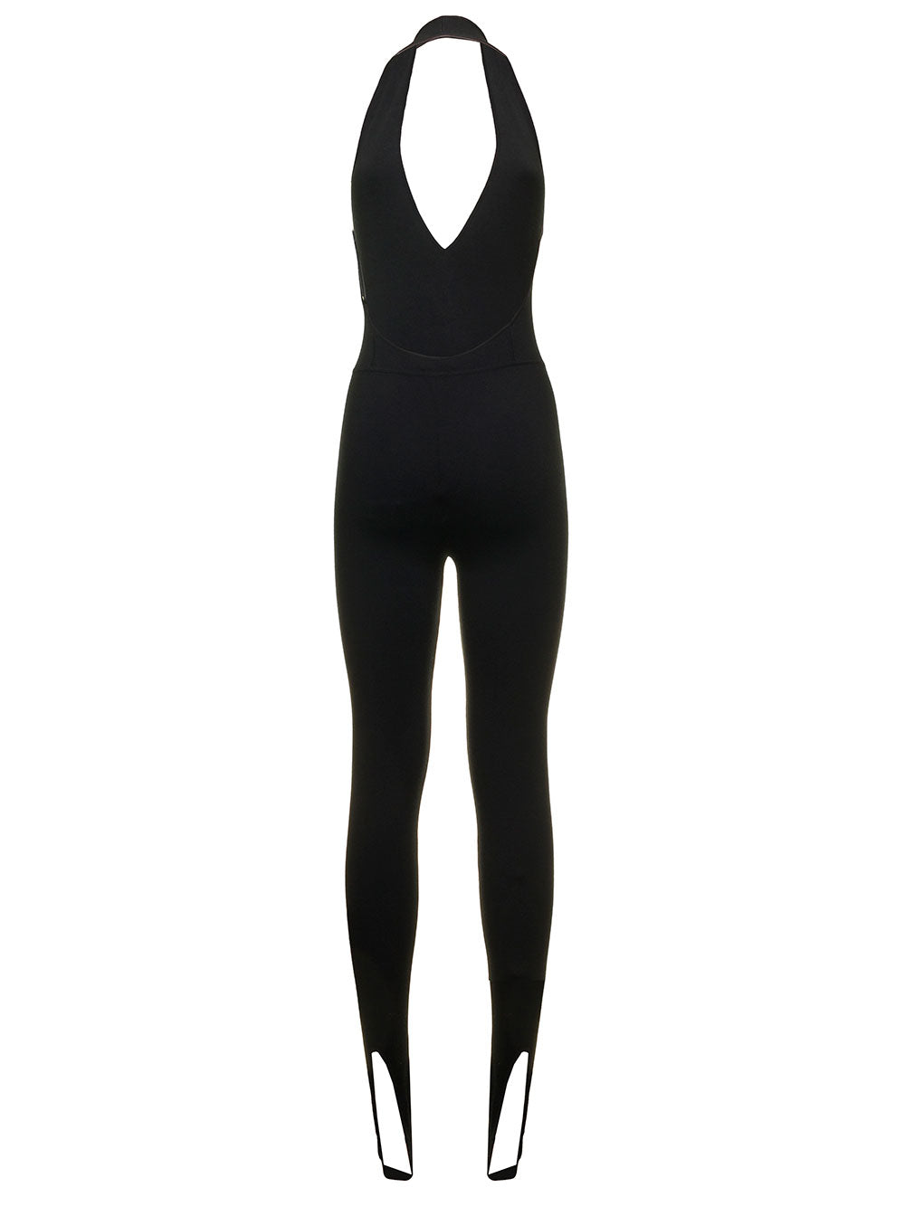 Halterneck Black Open-Back Jumpsuit Woman Saint Laurent Wool Jumpsuits