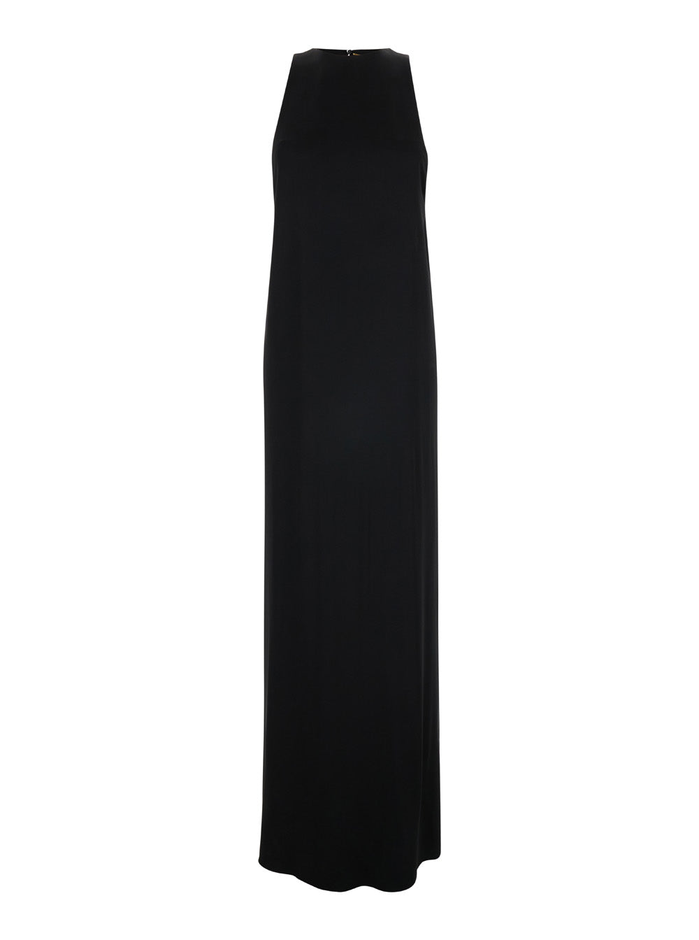 Black Back-Tie Dress Satin Crepe Woman Long