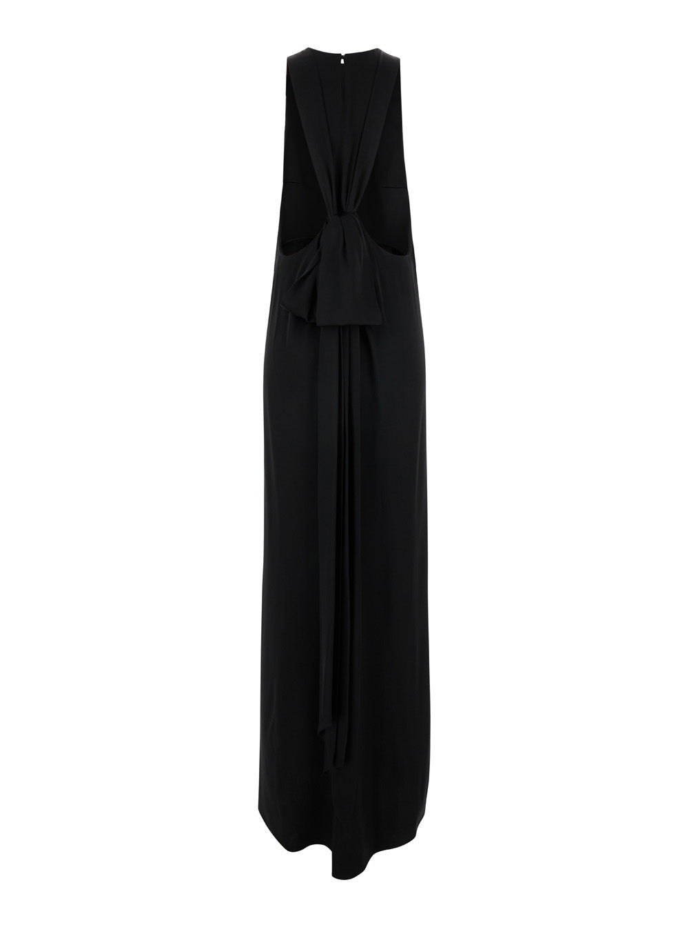 Black Back-Tie Dress Satin Crepe Woman Long