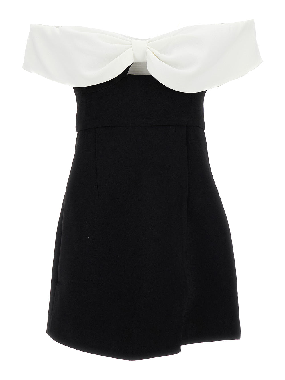 Black And White Off-Shoulder Mini Dress Polyester Woman