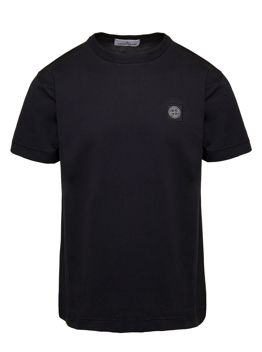 Black Short-Sleeved T-Shirt With Logo Patch On The Chest Cotton Man Tshirts And Polo Shirts