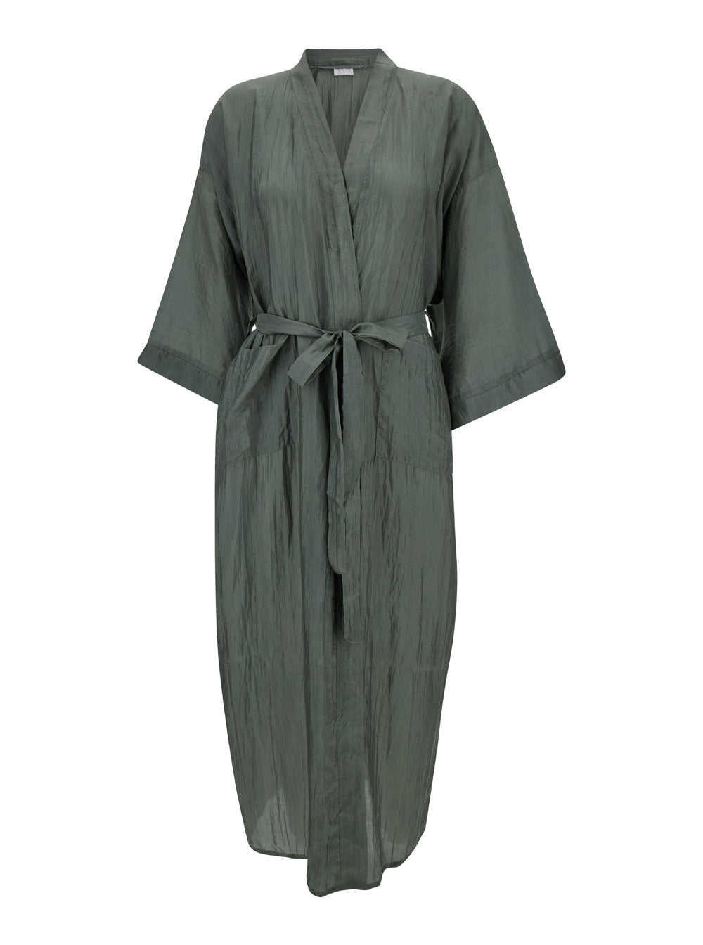 Bata Green Kimono With Matching Belt Silk Woman Beachwear