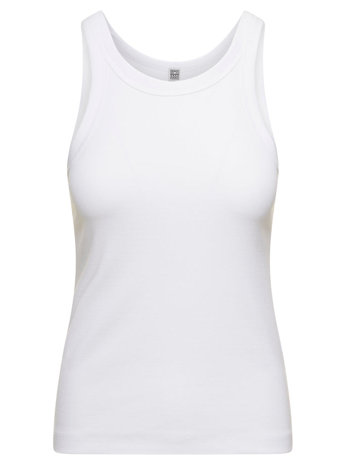 Espera U Neck Rib Tank Top Stretch Cotton Woman Toteme White Organic Elastane
