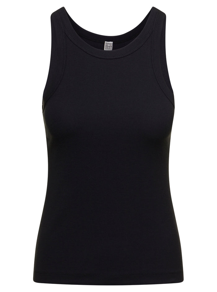 Espera Black U Neck Rib Tank Top Stretch Cotton Woman Toteme Organic Elastane
