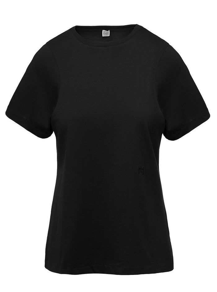 Crewneck T-Shirt Black Cotton Woman Organic Tshirts And Polo Shirts