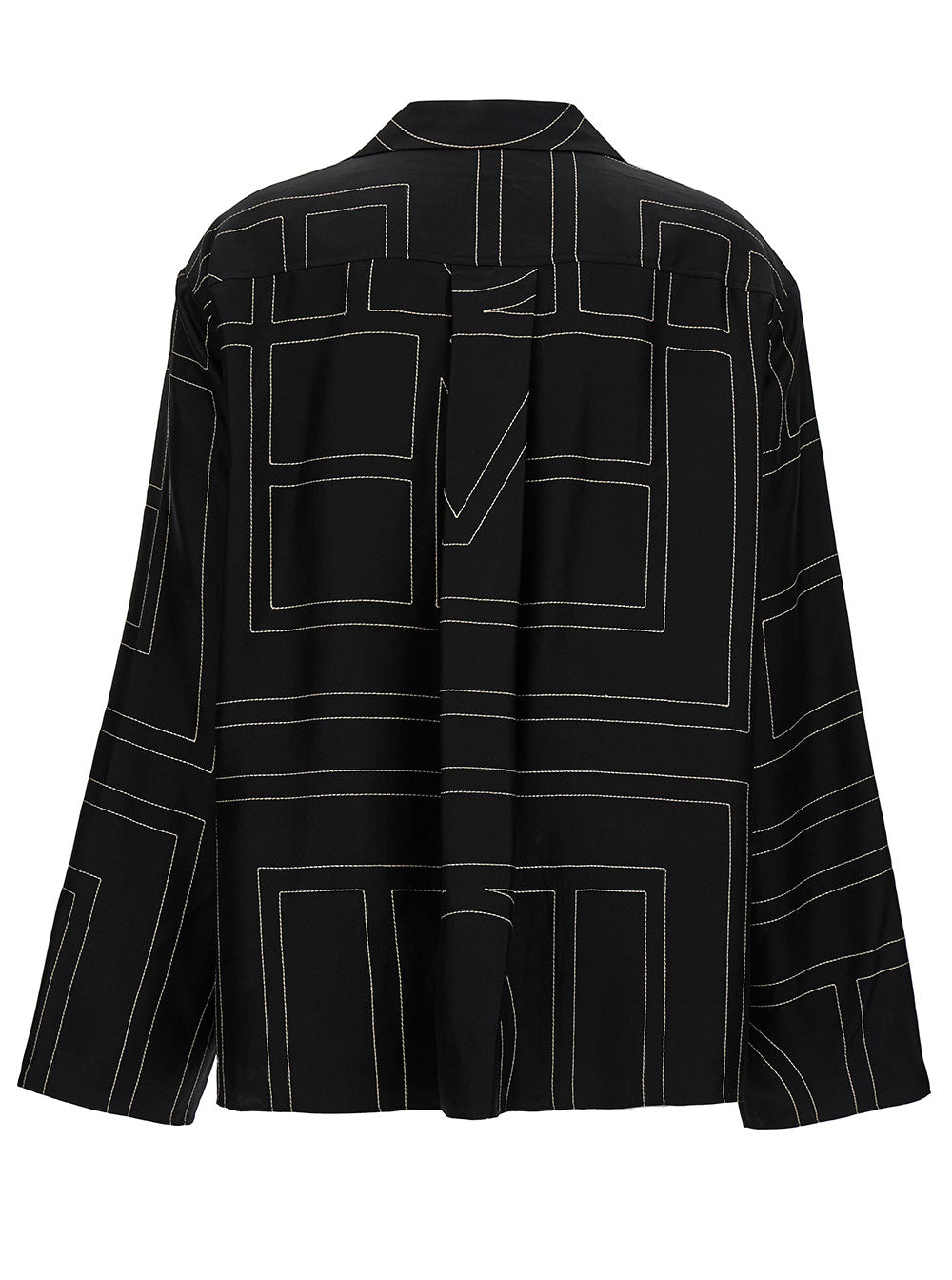 Black Shirt With All-Over Monogram Print Silk Woman And Blouses
