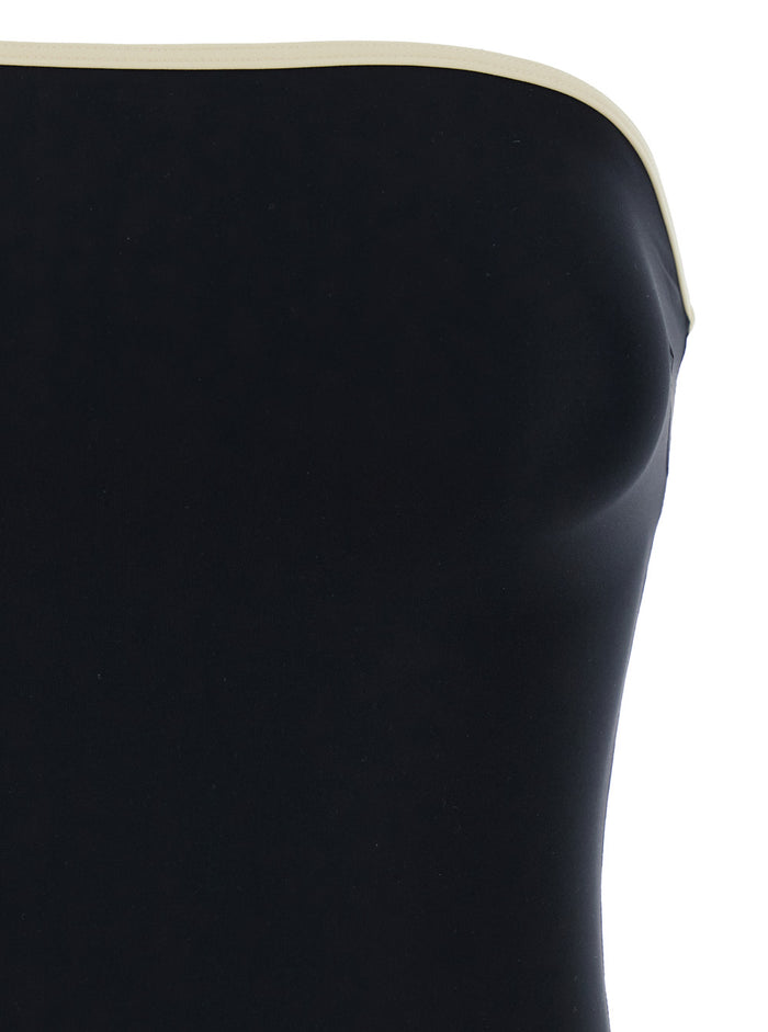Black Bandeau Swimsuit Techno Fabric Woman Recycled Polyammide Beachwear