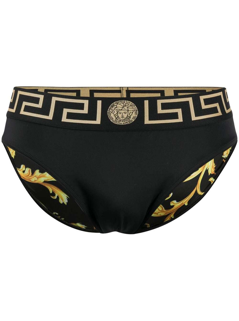 Swim Brief With Greca Motif Black Technical Fabric Man Polyamide Elastane Beachwear
