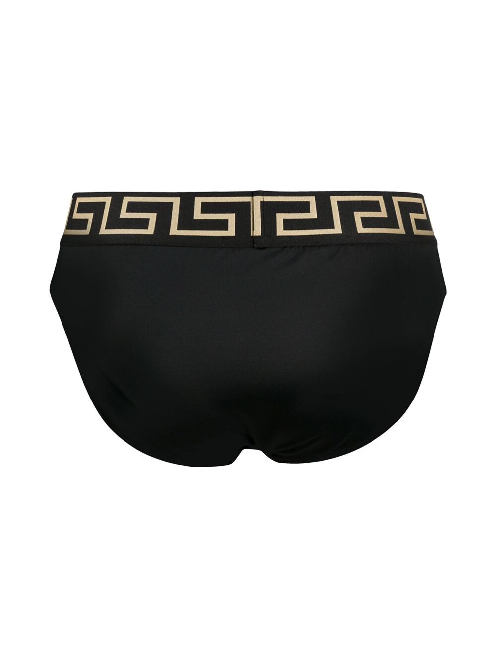 Swim Brief With Greca Motif Black Technical Fabric Man Polyamide Elastane Beachwear