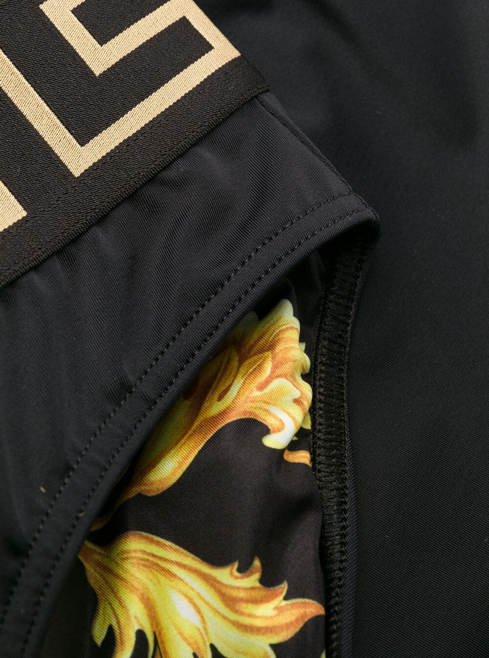 Swim Brief With Greca Motif Black Technical Fabric Man Polyamide Elastane Beachwear