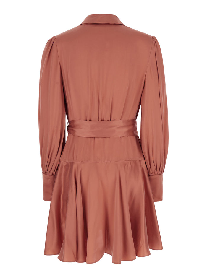 Pink Wrap Mini Dress Silk Woman