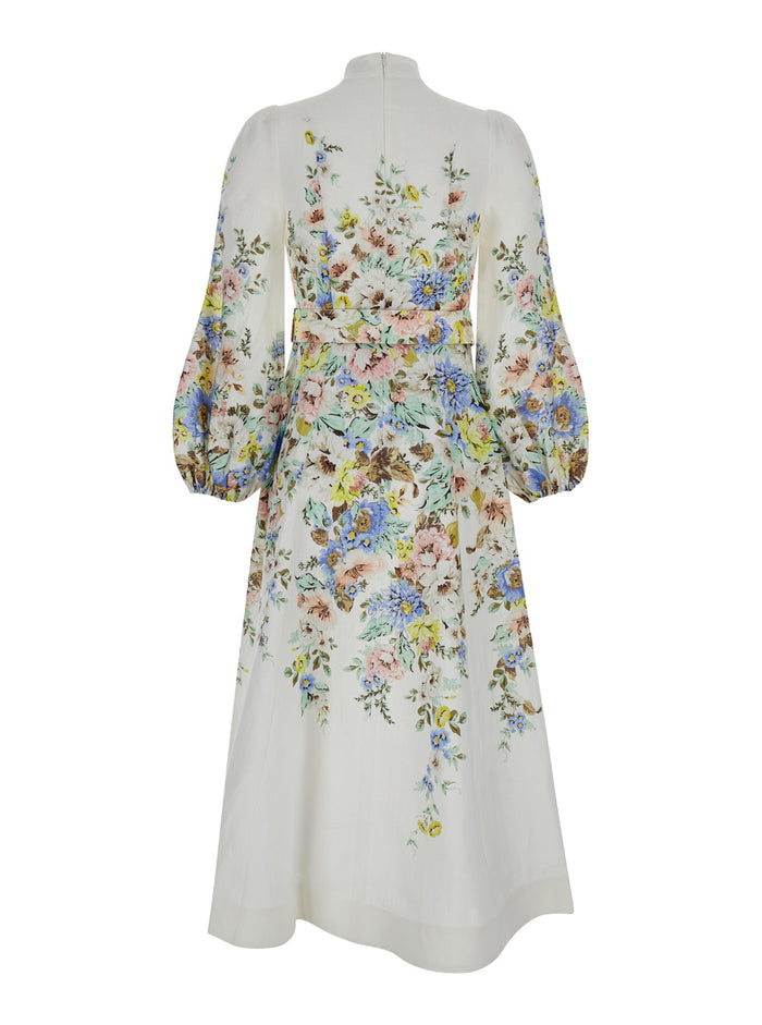 Matchmaker Buttoned Mini Dress White Linen