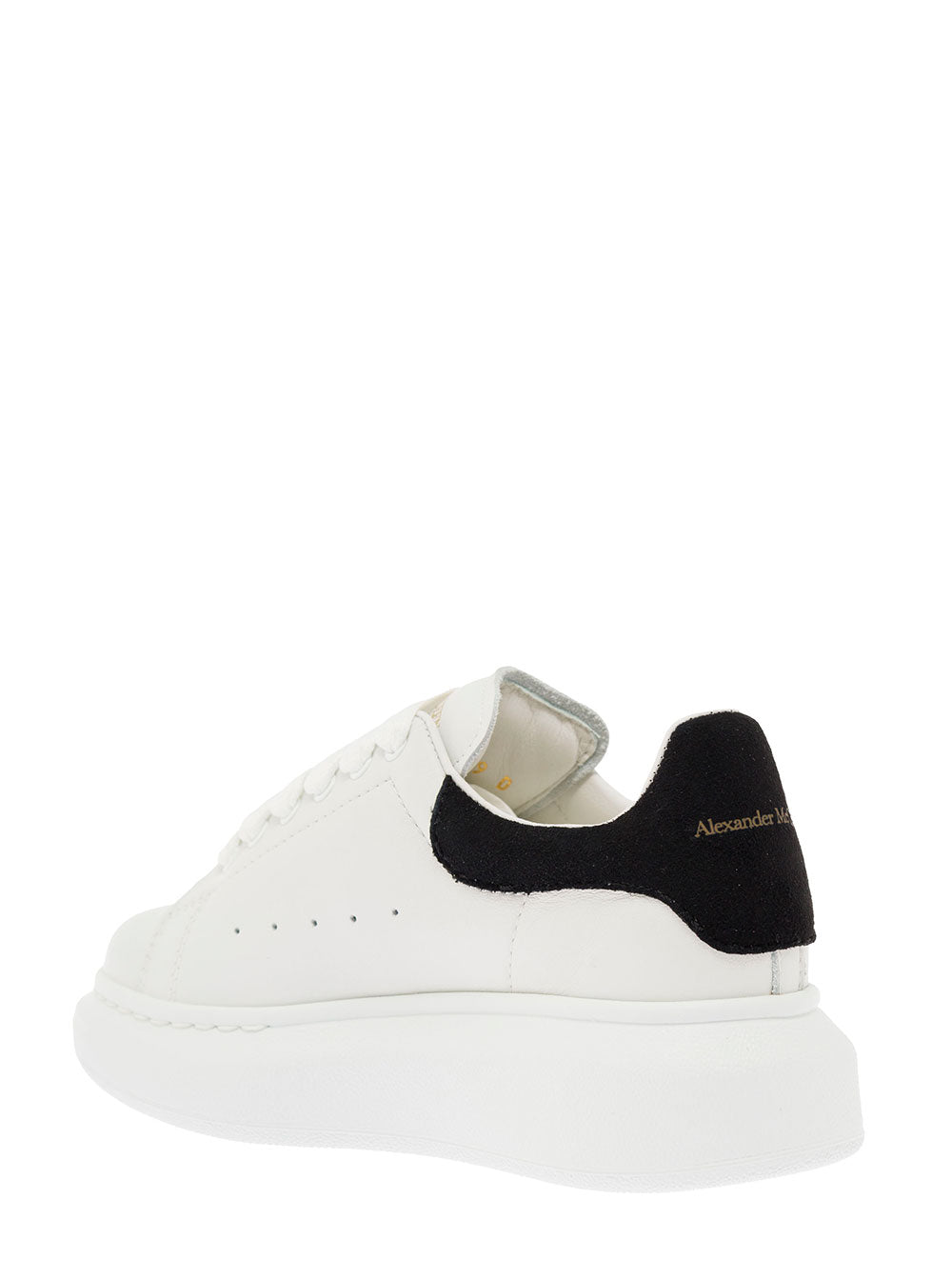 Alexander Mcqueen Kids Boys Oversize White And Black Leather Sneakers With Logo