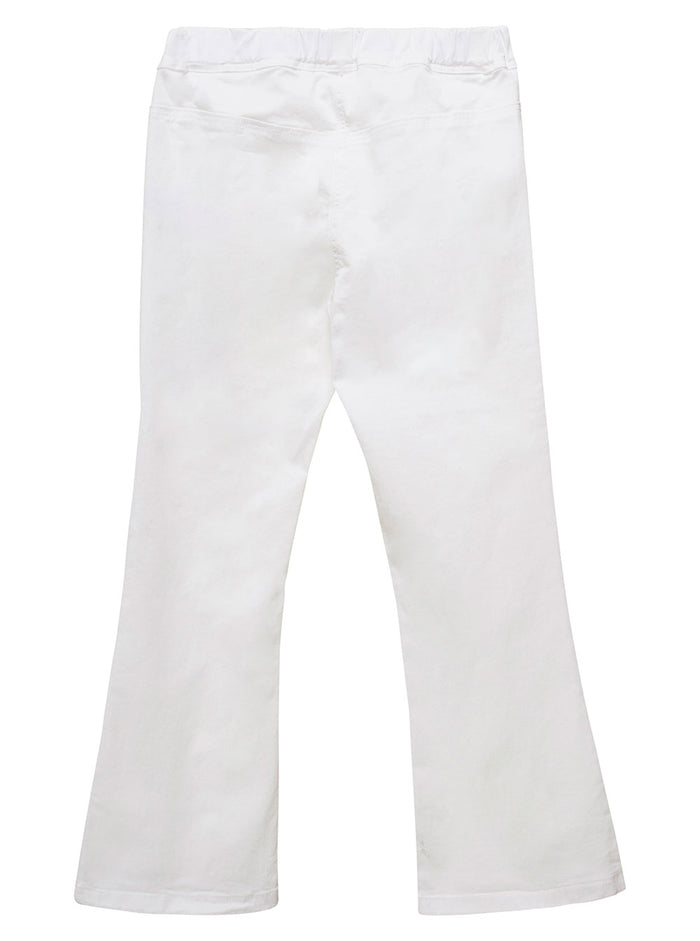 White Trousers With Elastic Waistband Cotton Girl Elastane