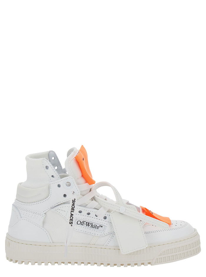 3.0 Off Court White Low Top Sneakers With Zip Tie Tag Leather And Cotton Woman