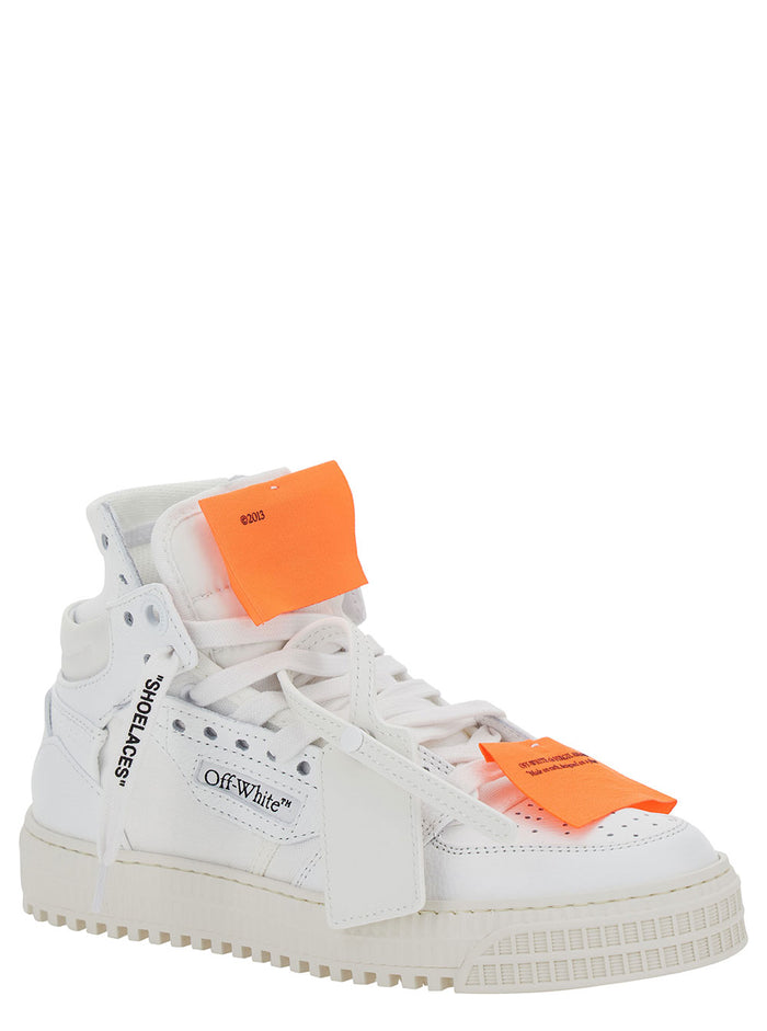 3.0 Off Court White Low Top Sneakers With Zip Tie Tag Leather And Cotton Woman