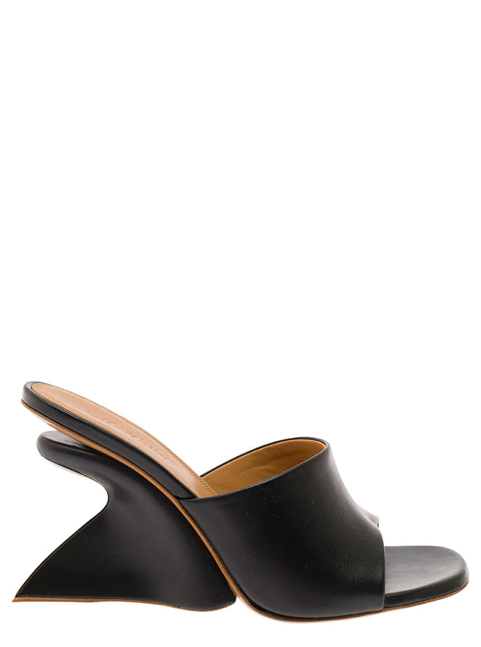 Jug Black Wedge With Wide Band Leather Woman Wedges