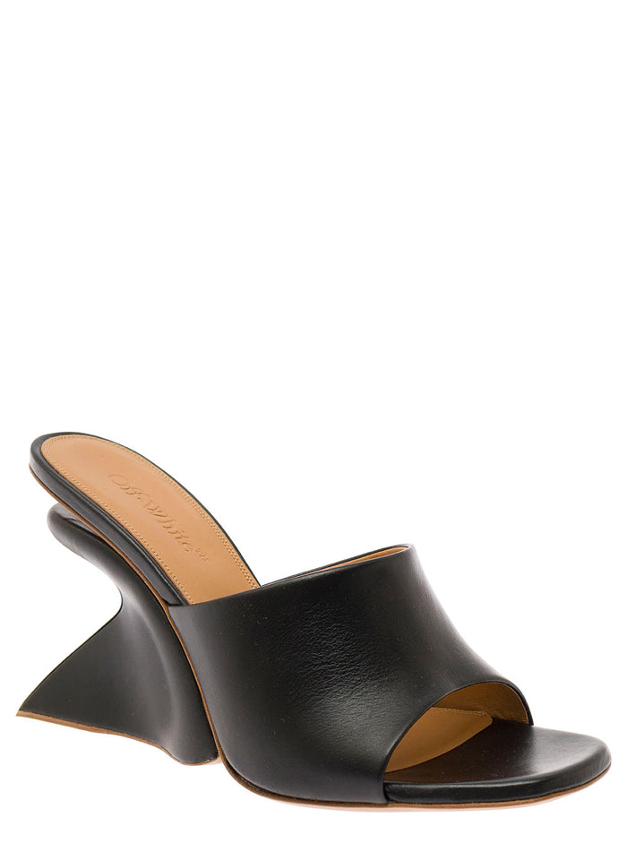 Jug Black Wedge With Wide Band Leather Woman Wedges