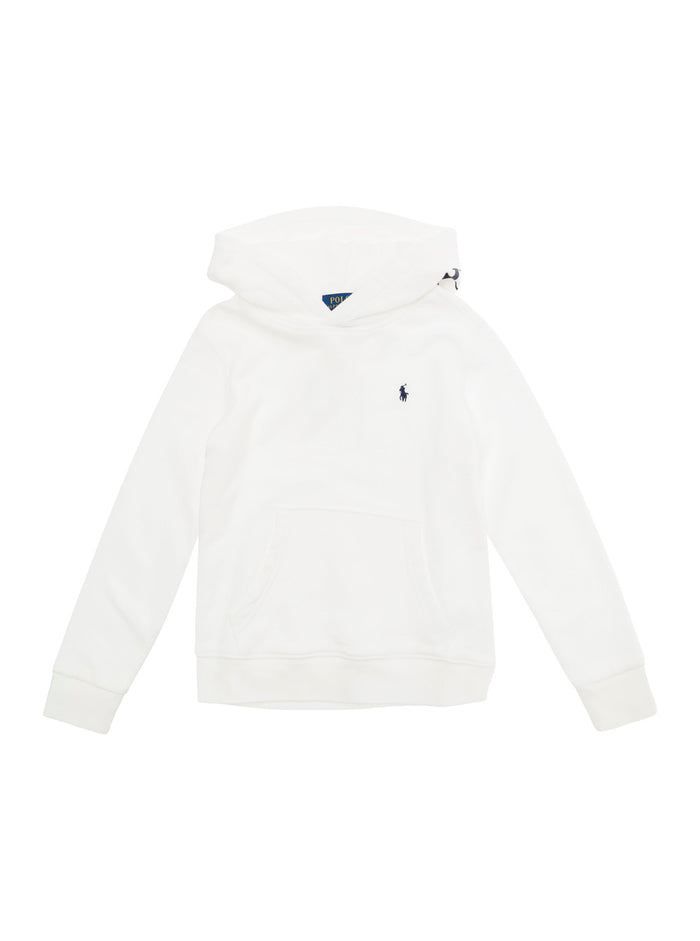 White Front Logo Hoodie Cotton Blend Boy Polyester Sweatshirts