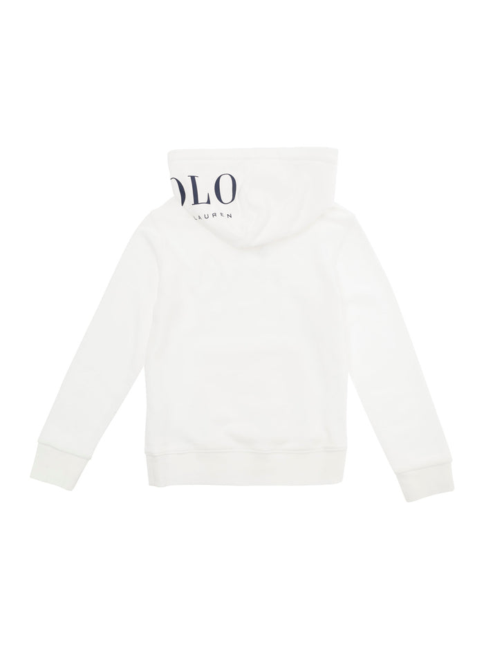 White Front Logo Hoodie Cotton Blend Boy Polyester Sweatshirts