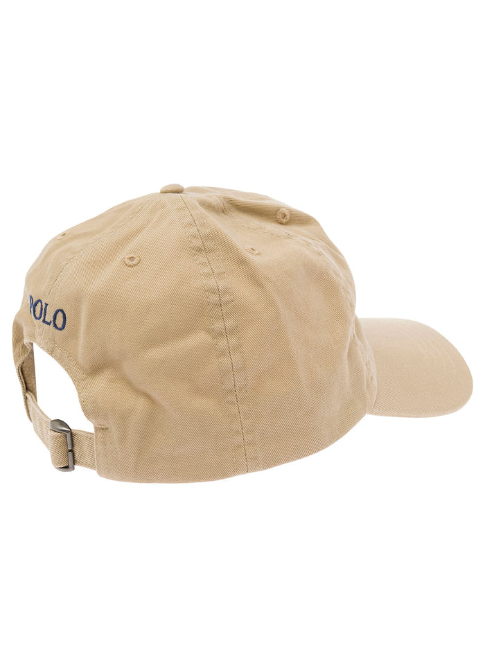 Beige Baseball Cap With Pony Embroidery Cotton Boy Hats And Gloves