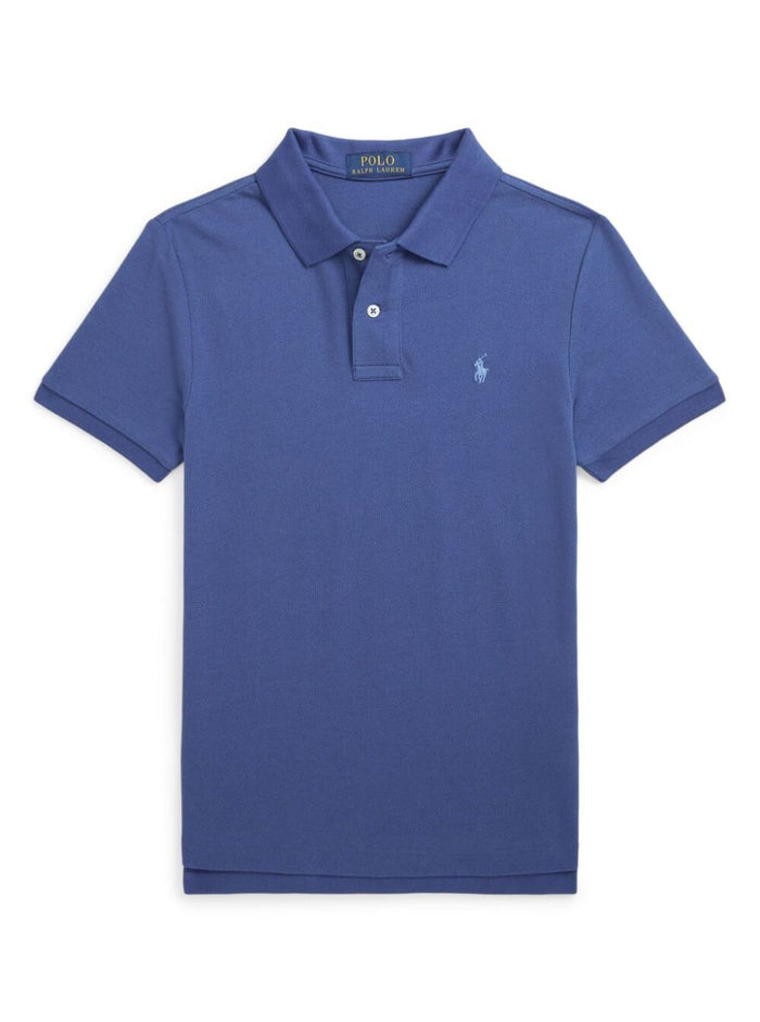 Blue Polo Shirt With Logo Cotton Boy Blu Tshirts And