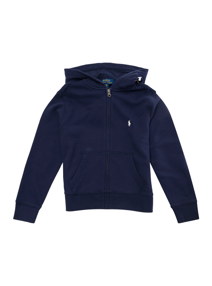 Blue Hoodie With Logo Print Cotton Blend Boy Blu Polyester Sweatshirts