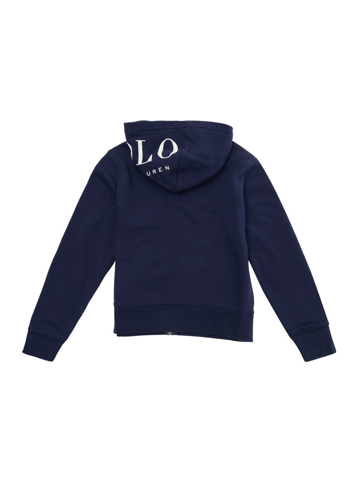 Blue Hoodie With Logo Print Cotton Blend Boy Blu Polyester Sweatshirts