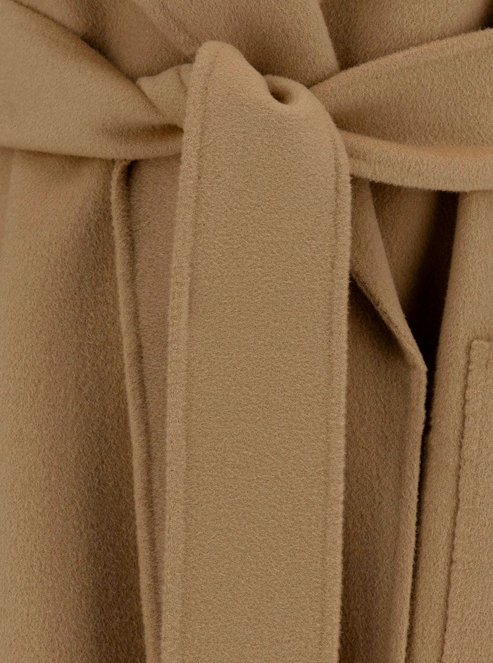 Polka Beige Robe Coat With Matching Belt Wool Woman Virgin
