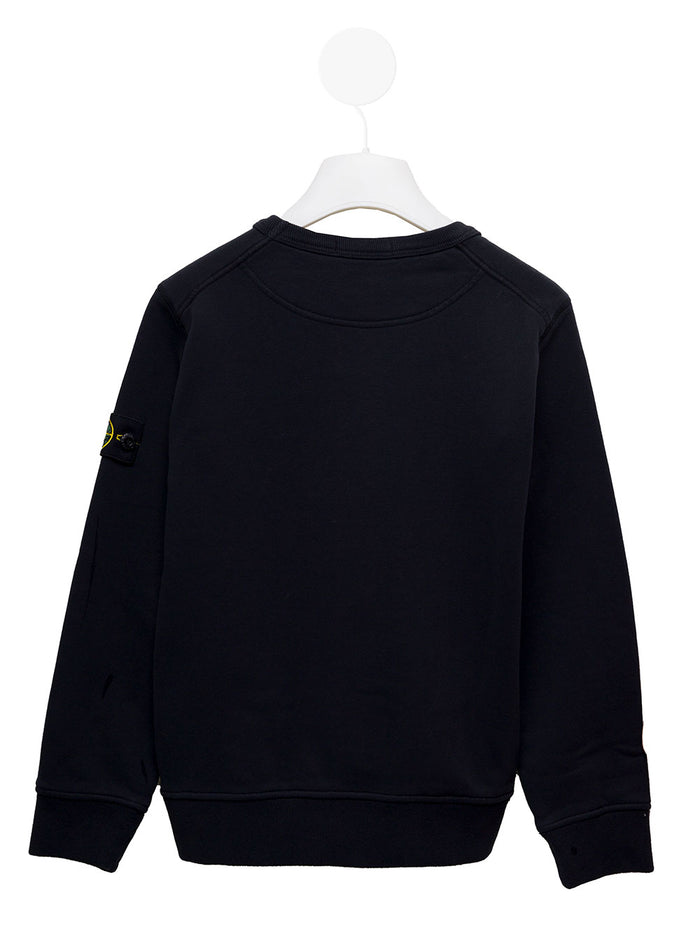 Blue Cotton Sweater With Logo Stone Island Kids Boy Blu Jersey