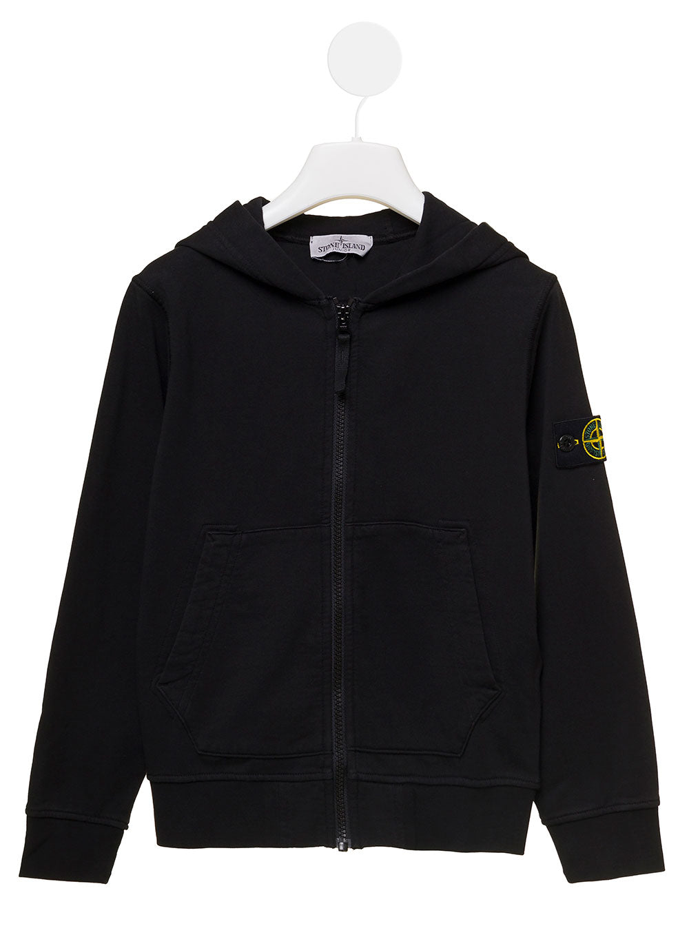 Black Hooded Sweatshirt With Zip Fastening Cotton Boy Sweatshirts