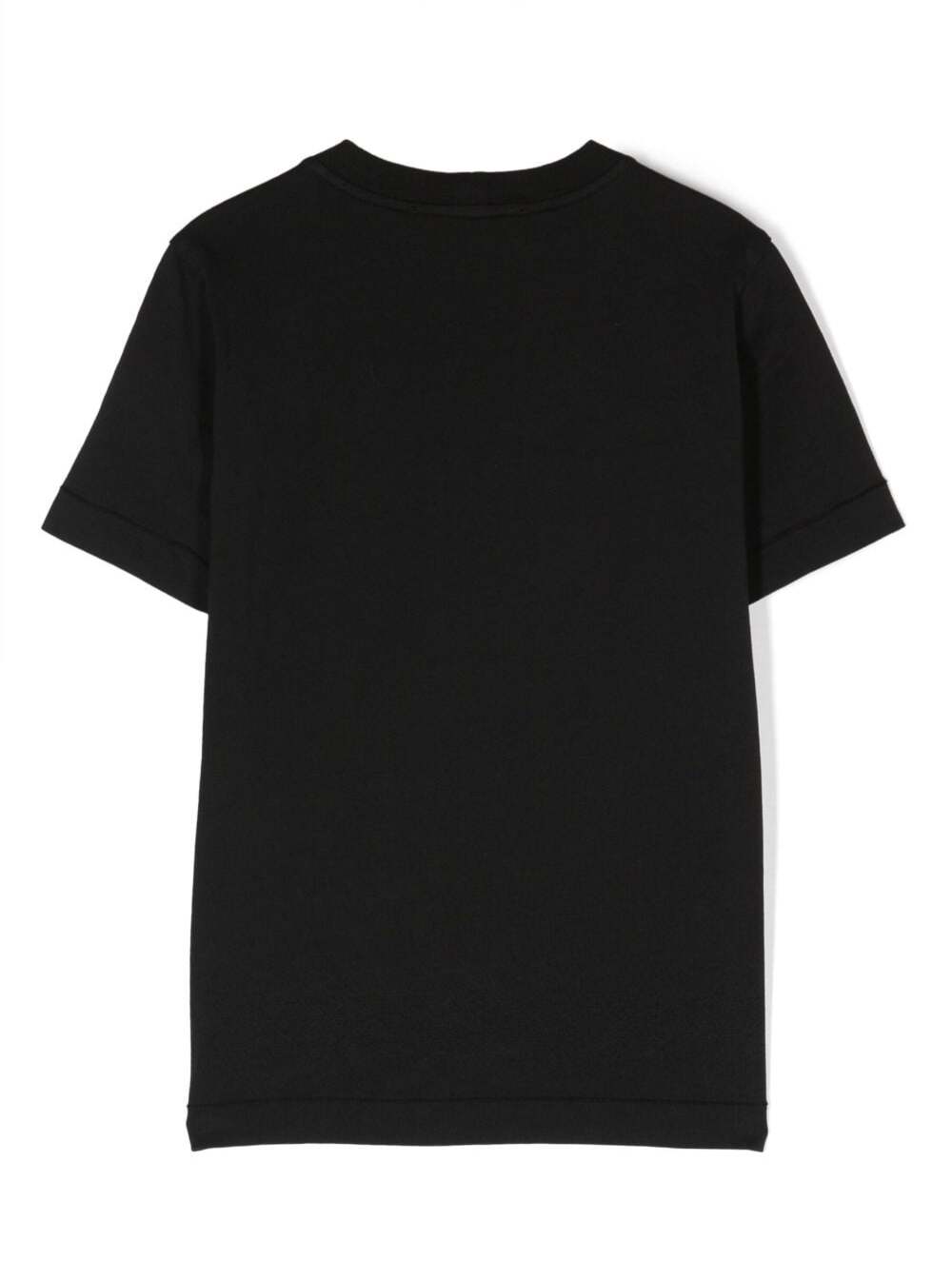 Black Crewneck Short-Sleeved T-Shirt And Contrasting Patch Logo Cotton Boy Tshirts Polo Shirts