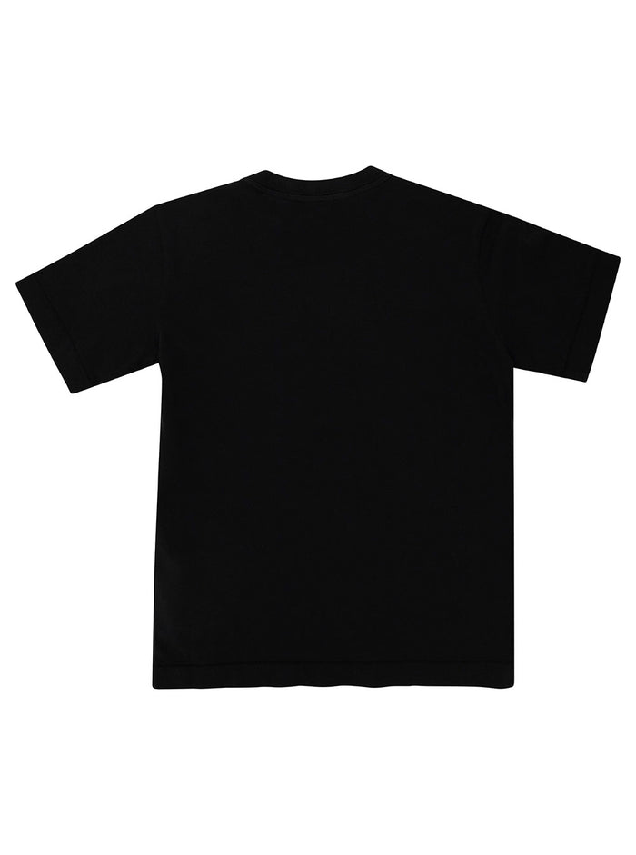 Black Crewneck T-Shirt With Logo Patch Cotton Boy Tshirts And Polo Shirts