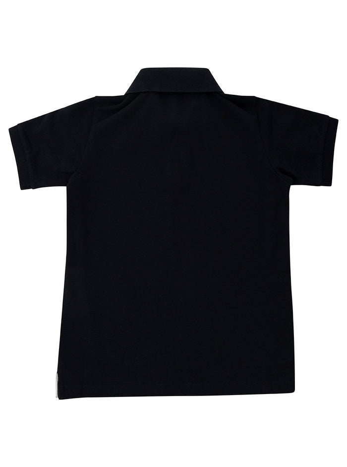Blue Polo Shirt With Logo Patch Stretch Cotton Boy Blu Elastane Tshirts And