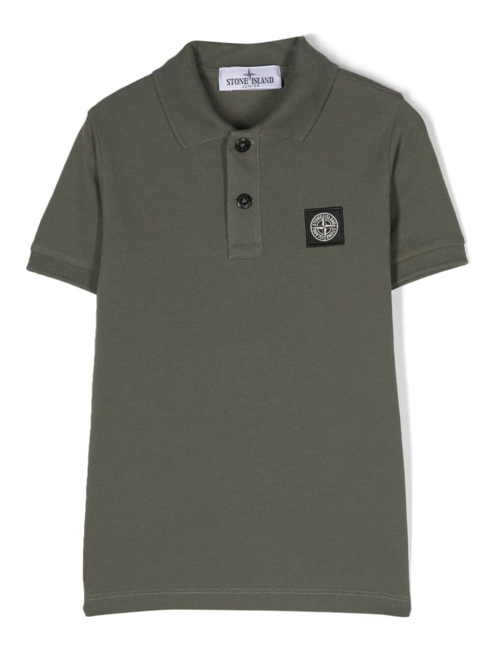 Green Polo Shirt With Logo Stretch Cotton Boy Elastane Tshirts And