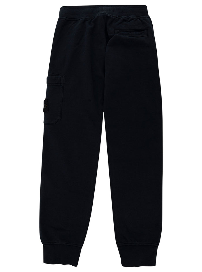Blue Trackpants With Logo Patch Cotton Boy Blu Trousers