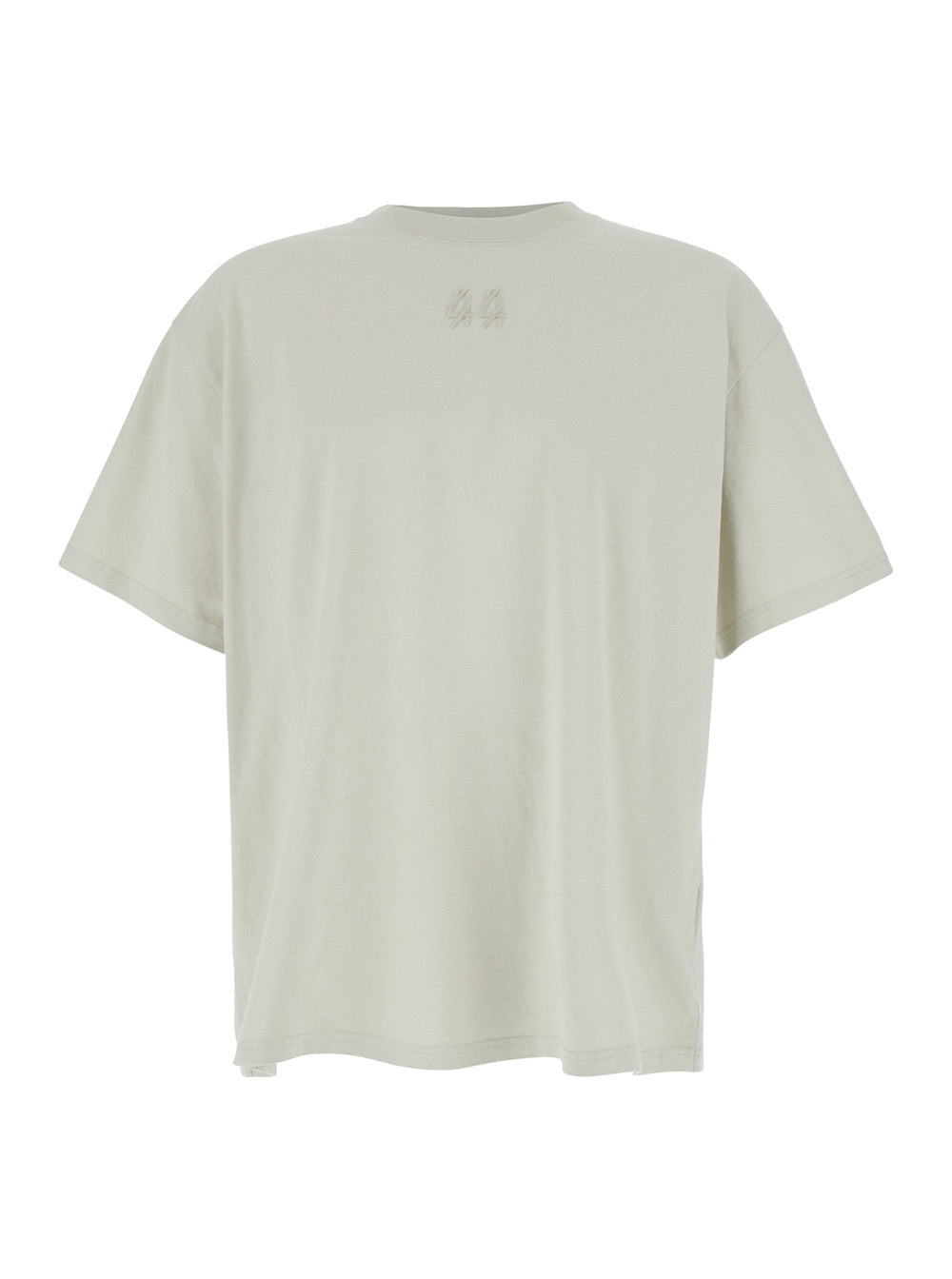 Ice White T-Shirt With Embroidery On The Front And Maxi Logo Back Cotton Man Tshirts Polo Shirts