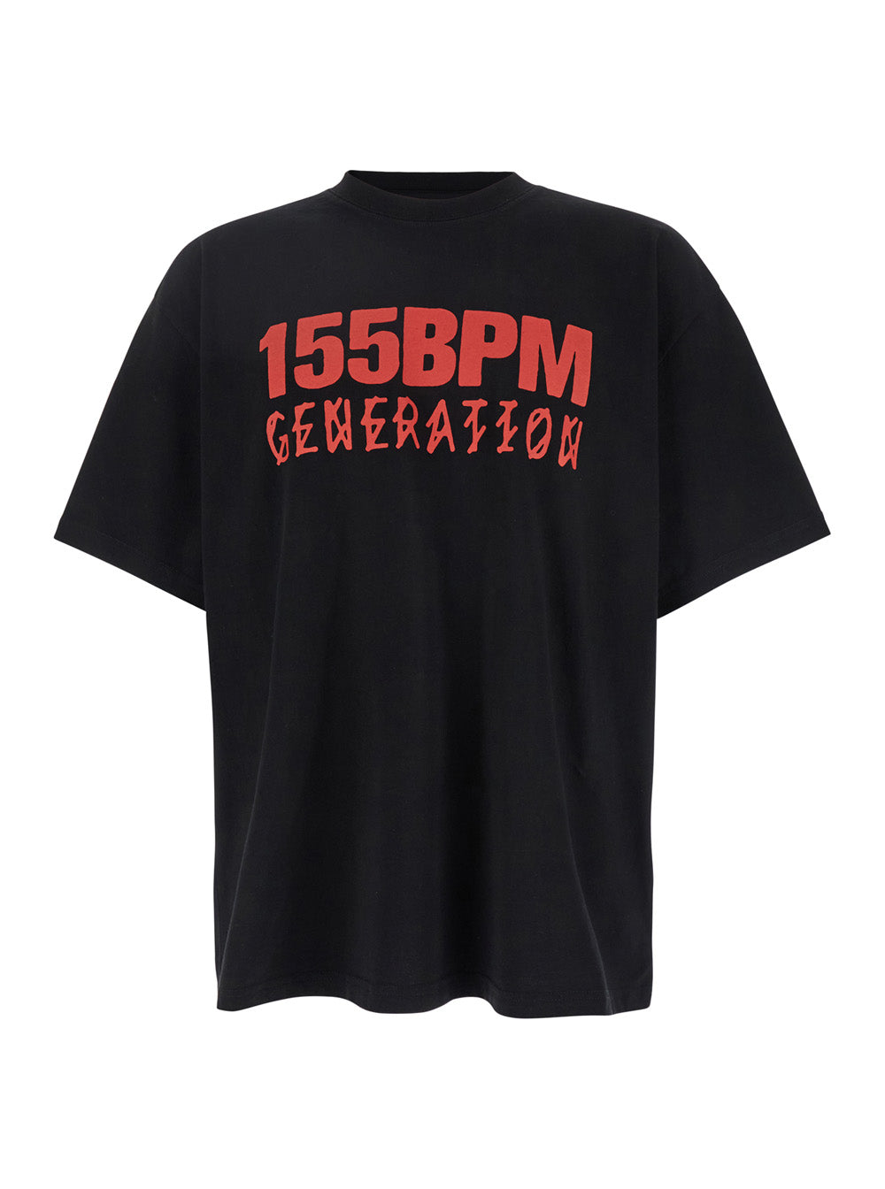 Black T-Shirt With Print On The Front And Maxi Slogan Back Cotton Man Tshirts Polo Shirts