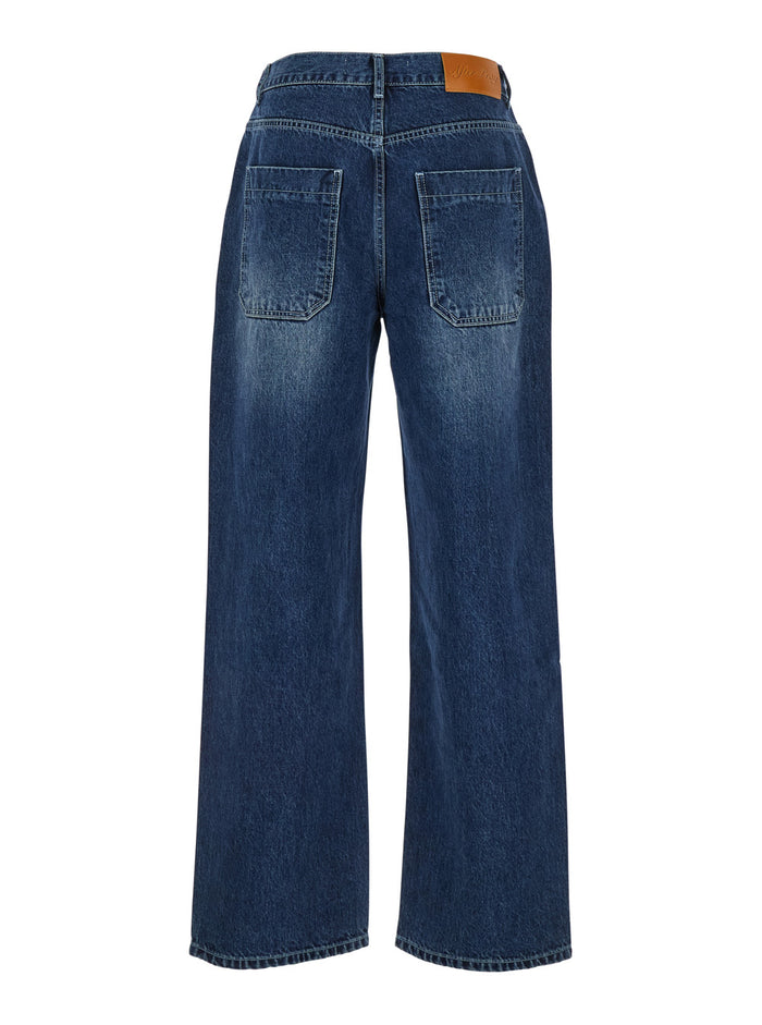 Essentia Blue Jeans with Logo Patch on the Rear in Denim Man Blu Cotton