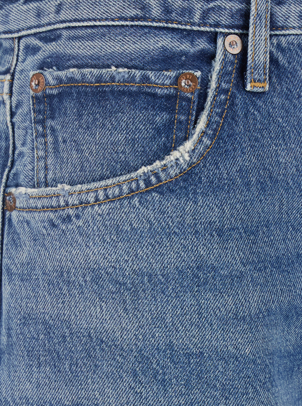 Blue Five-Pocket Shorts with Button Closure in Denim Woman Blu Cotton And Bermuda