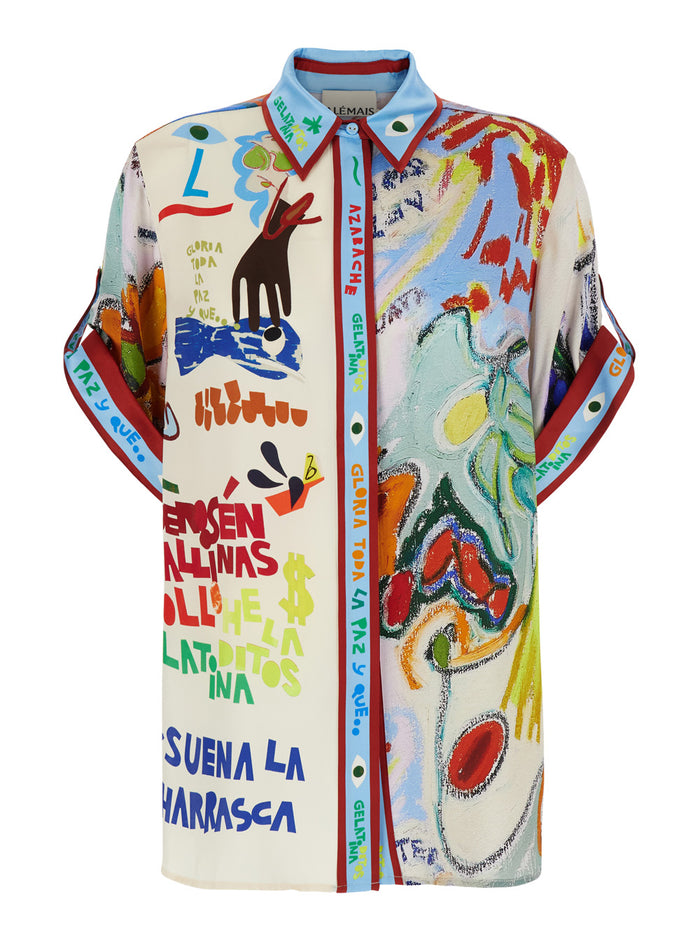 La Charrasca Multicolor Shirt With All-Over Printed Motif Silk Woman Satin Sandwash And Blouses