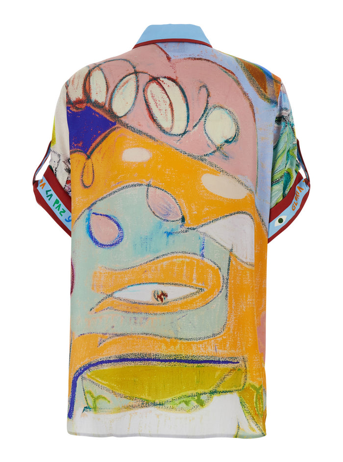 La Charrasca Multicolor Shirt With All-Over Printed Motif Silk Woman Satin Sandwash And Blouses