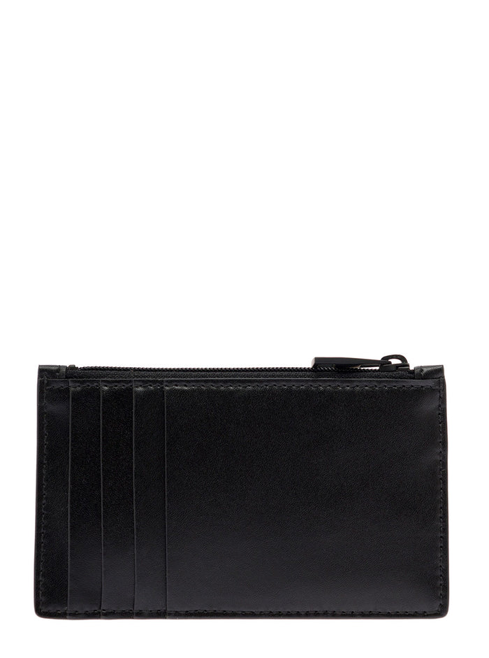 Black Card-Holder With Contrasting Graffiti Logo Smooth Leather Man Calf Products