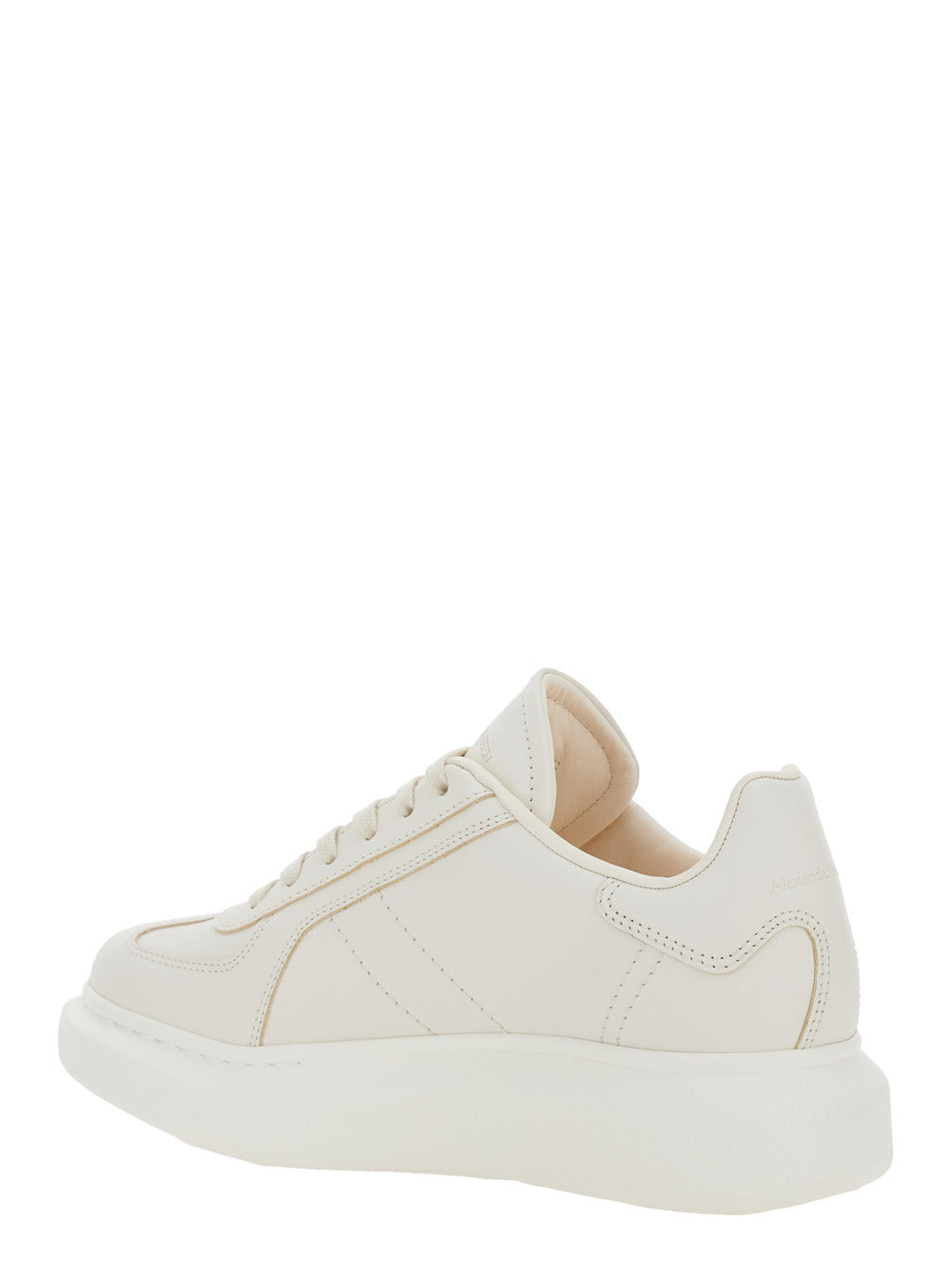 White Sneakers with Logo Patch on the Tongue and Embossed Heel in Leather Woman Calf