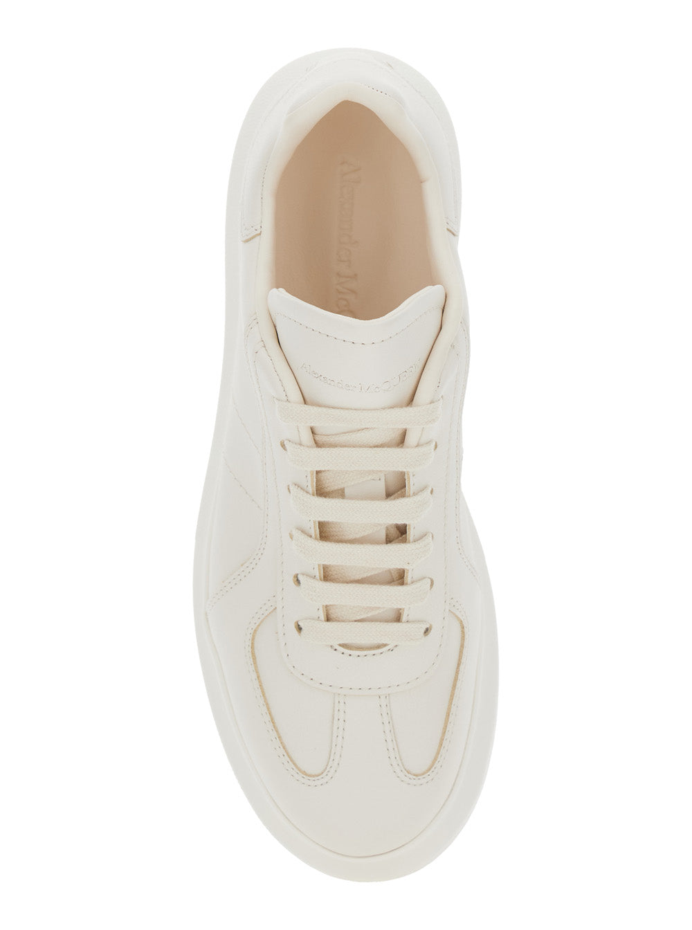 White Sneakers with Logo Patch on the Tongue and Embossed Heel in Leather Woman Calf