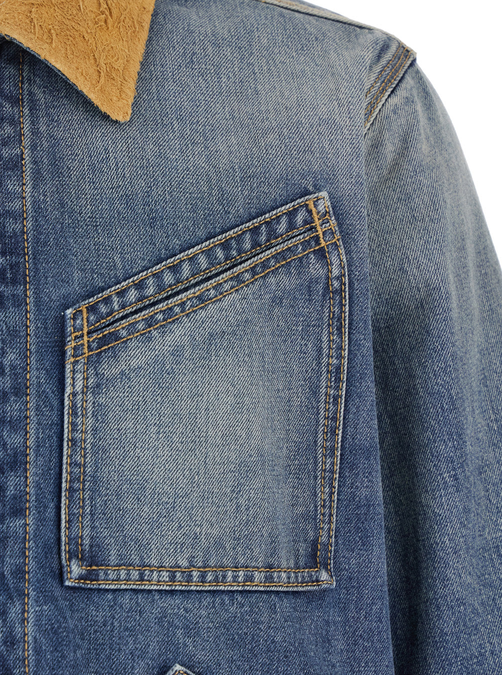 Blue Jacket with Classic Collar in Denim Man Blu Cotton Outerwear