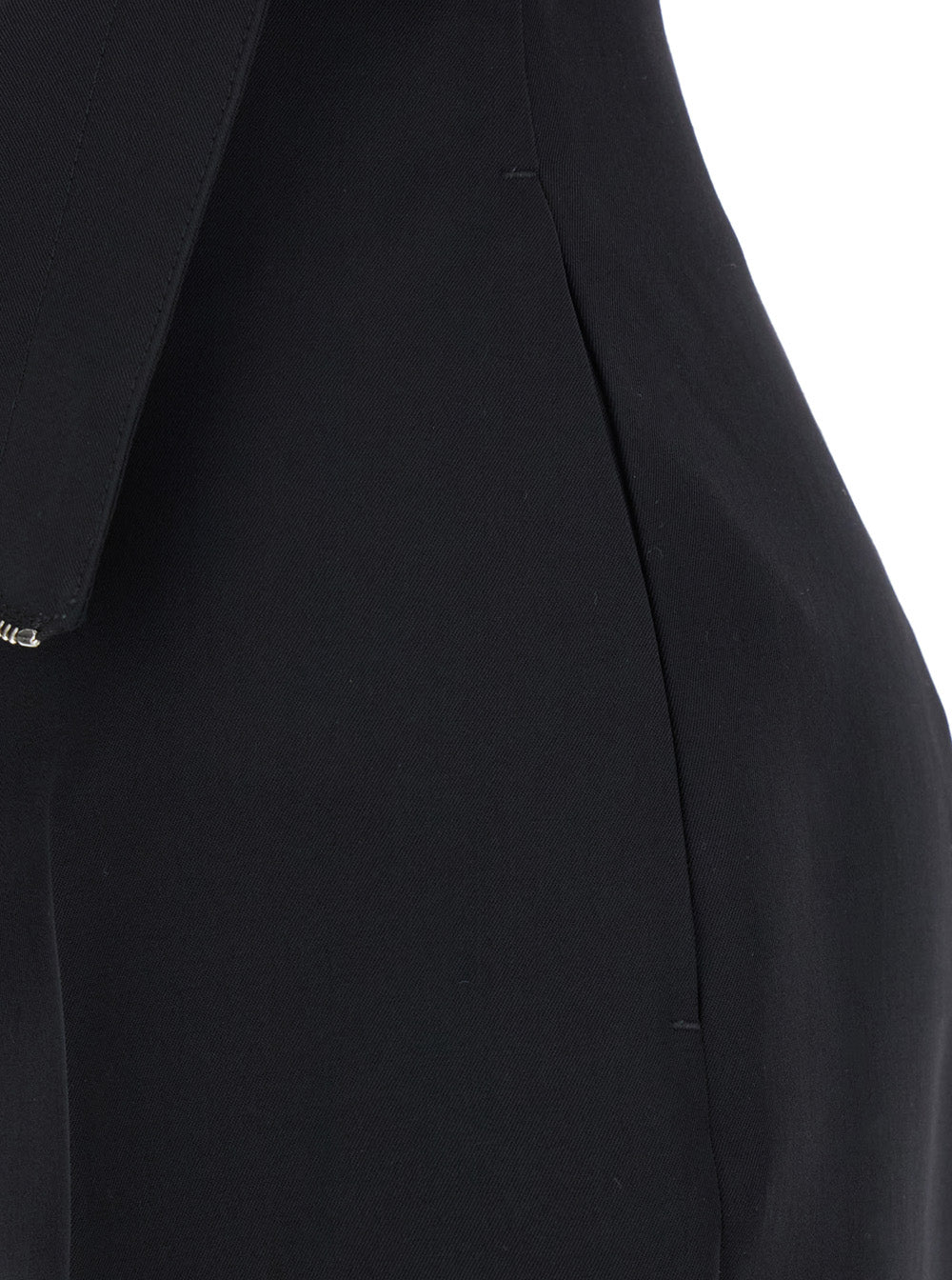 Black Flared Pants with Foldover Waist in Wool Woman Trousers
