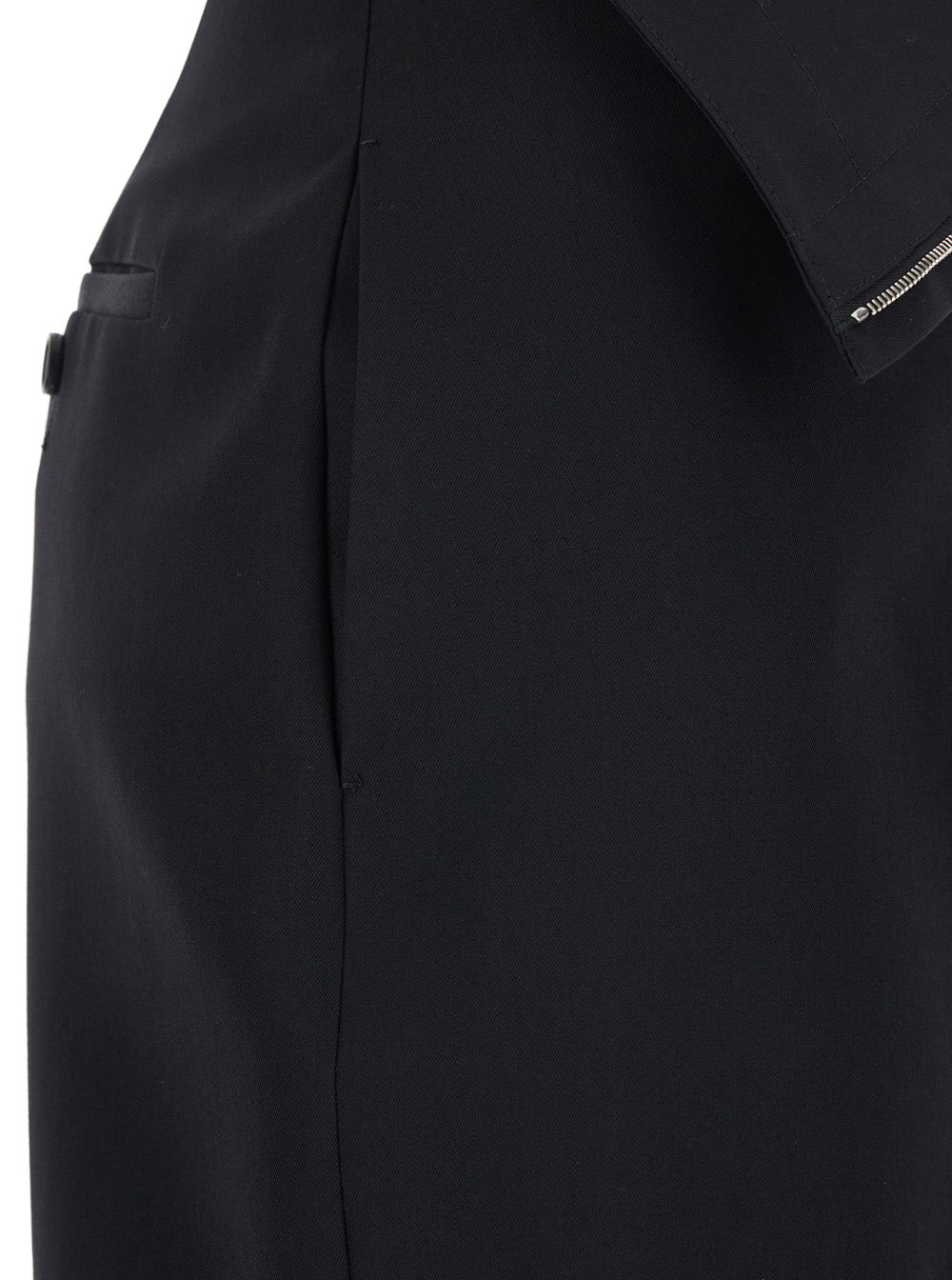 Black Skirt With Foldover Waist And Rear Single Slit Wool Woman