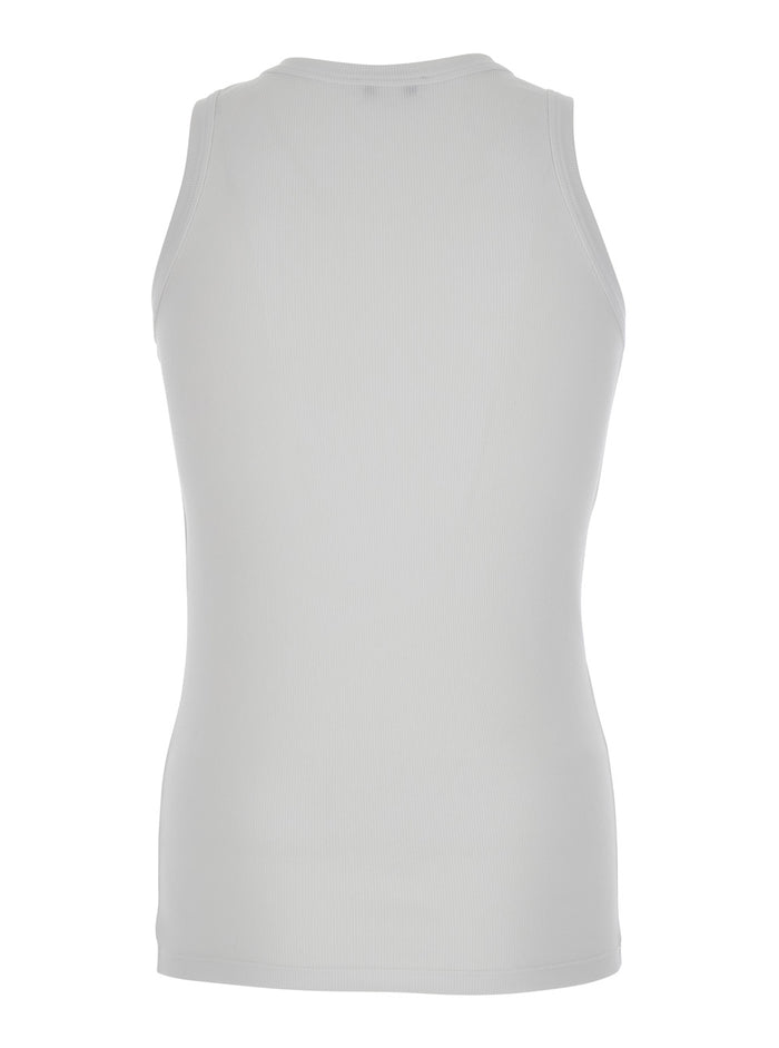 White Top with Upside Down Skull Embroidery on the Front in Cotton Jersey Man Tops