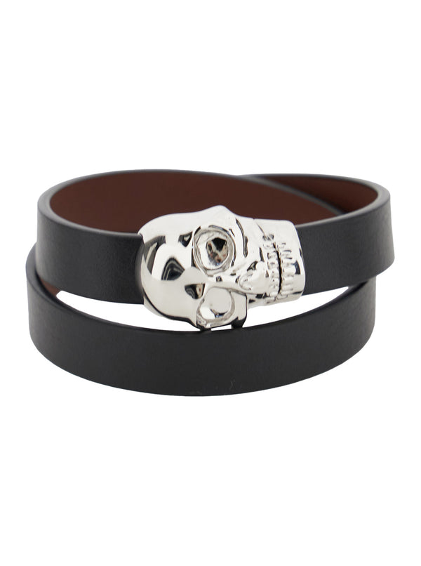 Black Bracelet With Skull Detail Calf Bracelets